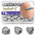 Tibetan Silver Heart Spacer 76Pcs Flat Beads for Jewelry Making Supplies Adults Small Seed Bead for Necklace Earring Bracelet Making Kit Bulk 9mm - color: Silver heart flat