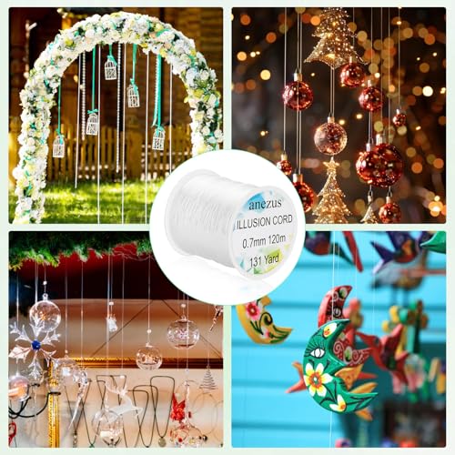 Anezus Fishing Wire for Hanging, Clear Fishing Line Invisible String Strong Monofilament Line for Hanging Decorations and Crafts - style: 0.7mm, 60lb