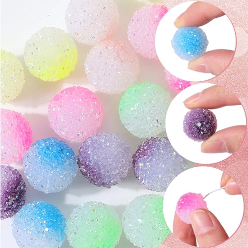 SUNNYCLUE 20mm Acrylic Bubblegum Beads Bulk - Colorful Candy Ball Shaped Large Rhinestone Beads for Beadable Pens, Chunky Bubble Gum Loose Spacer for Jewelry Making Supplies - color: 36pcs 20mm Candy Ball Shaped Beads