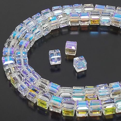 4mm Cube Crystal Blue Glass Beads for Jewelry Making 450pcs Faceted Square Crytal Spacer Beads for Bracelet Necklace Earring - color: Crystal Blue, size: 4mm
