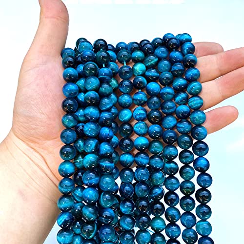 8mm 45PCS Blue Tiger Eye Beads Natural Stone Gemstone Spacer Loose Beads for Jewelry Making DIY Bracelet Semi Precious Beads Strand 15 inches - color: Blue Tiger Eye Stone, size: 8mm