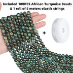 QINJIEJIE 60PCS African Turquoise Stone Beads 8mm Natural Beads Round Loose Gemstone Bead for Bracelet Beading Crystal Jewelry Making DIY Necklace Earrings 0.32" - color: African Turquoise, size: 60PCS