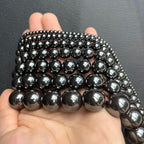 Stone Beads, 60pcs Black Hematite, 6mm Round Loose Beads for Jewelry Making, Bracelets, with Bag, String & Card - color: Black Hematite, size: 6mm
