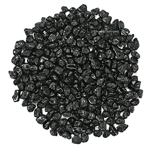 Black Tourmaline Pre Drilled Crystal Crushed Chips Beads for Bracelets Making, DIY Handmade Natural Healing Crystals (25 Inch Strand) - color: Black Tourmaline