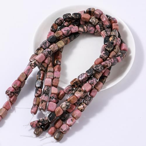 Natural Large Rhodochrosite Cube Stone Beads 8x11mm 38cm/str Loose Semi Gemstone Stone Square Beads for Making Bracelets Necklace - color: Rhodochrosite
