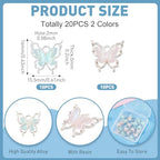 FASHEWELRY 20Pcs Alloy Butterfly Charms Filigree Butterfly Insect Pendants with Iridescent Color Resin 16mm Bling Butterflies Nail Charms for Earring Jewelry Making Necklace Bracelet Craft - color: Butterfly-Blue Pink