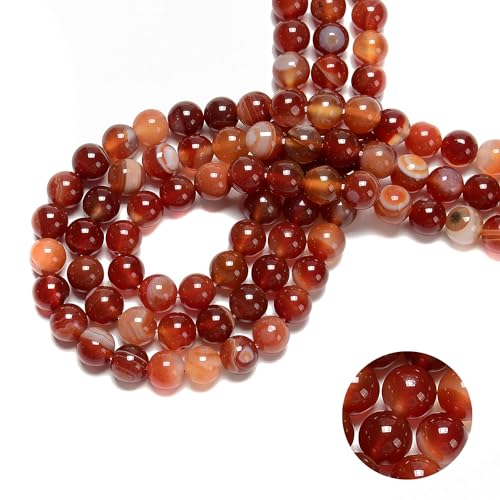 122Pcs(2 Strand/Set) 6mm Pink Fuchsia Stripe Agate Smooth Round Beads Natural Stone Beads AAA Grade Premium Round Gemstone Genuine Real Stone Loose for DIY Bracelet Jewelry String Making - color: Rose Red Stripe Agate, size: 6mm