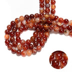 122Pcs(2 Strand/Set) 6mm Pink Fuchsia Stripe Agate Smooth Round Beads Natural Stone Beads AAA Grade Premium Round Gemstone Genuine Real Stone Loose for DIY Bracelet Jewelry String Making - color: Rose Red Stripe Agate, size: 6mm