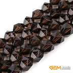 GEM-Inside Natural 8mm Smoky Quartz Gemstone Loose Beads Faceted Cambay Crystal Energy Stone Power for Jewelry Making 15" - color: Smoky Quartz, size: 8mm
