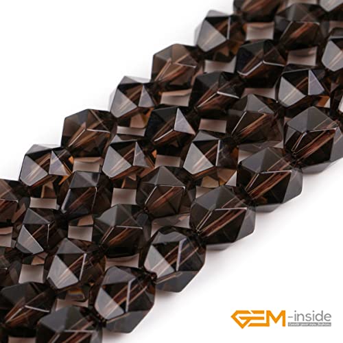 GEM-Inside Natural 8mm Smoky Quartz Gemstone Loose Beads Faceted Cambay Crystal Energy Stone Power for Jewelry Making 15" - color: Smoky Quartz, size: 8mm