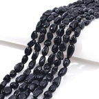 Black Tourmaline Pebble Nugget Oval Free Tumbled Stone 6-8mm Natural Gemstone Loose Beads Approx 15.5 inch for DIY Jewelry Making - color: Black Tourmaline