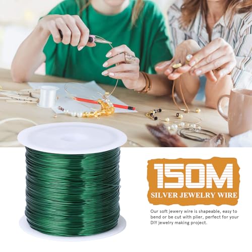 492FT Jewelry Wire 32 Gauge Tarnish-Resistant Copper Beading Wires Roll Bulk for DIY Crafts Jewelry Making, Creen Wire - color: Grren, size: 0.2mm