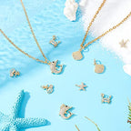 SUNNYCLUE 1 Box 10Pcs 5 Styles Shell Charms Starfish Charm Micro Pave Cubic Zirconia Pendant Brass Dolphin Ocean Pendants for Jewelry Making Charms Keychain Earring Necklace DIY Crafting Accessories - color: Micro Pave Cubic Zirconia Charms