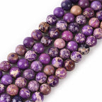 4mm Purple Sea Sediment Imperial Jasper Round Gemstone Natural Stone Loose Beads for Jewelry Making Design Crafts 90 Pcs 15 Inch - color: Purple, size: 4mm