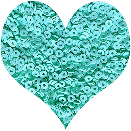 3000Pcs Flat Round Polymer Beads Vinyl Heishi Beads for Jewelry Making Women Necklace Bracelet Earrings(06-Lake Blue) - color: 06-Lake Blue