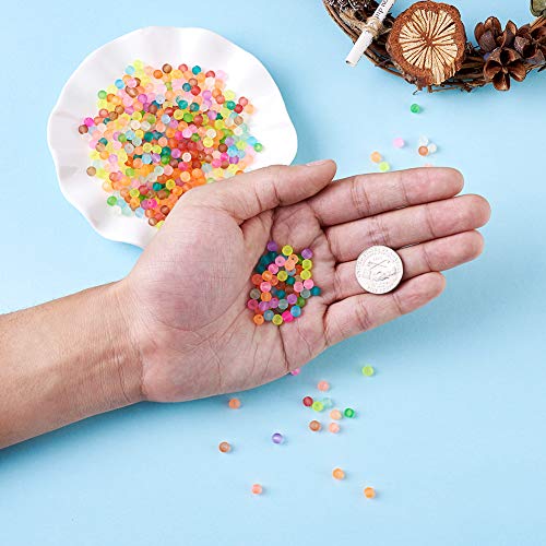 100Pcs 4-4.5mm Transparent Frosted Glass Beads Colorful Round Matte Glass Loose Spacer Beads for DIY Necklace Earring Bracelet Jewelry Making Handmade Crafts - color: Colorful-4mm