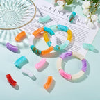 Spritewelry 40 pcs Acrylic Curved Tube Beads Chunky Bangle Bamboo Beads Twist Thread Tube Bracelet Beads Noodle Curved Beads for Jewelry Making Friendship DIY Supplies - color: Mix Colors-Thread