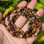 Natural Stone Beads 6-8mm Tiger Eye Oval Irregular Freeform Tumbled Loose Gemstone Beads for Jewelry Making 15 Inch Strand 50-55 Pcs - color: Tiger's Eye-1 strand15”-approx. 55 beads