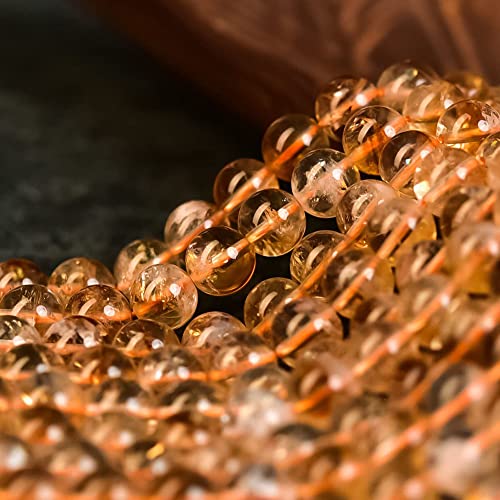 6mm Genuine Citrine Bead Gemstone Round Semi Precious Loose Beads for Jewelry Making 15" - color: Citrine, size: 6mm