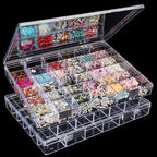 Noverlife 2 Pack 36 Grids Clear Plastic Organizer Box, Jewelry Craft Storage Container Bead Holder Nail Charm Organizer, Rock Collection Box for Fishing Tackles, Acrylic Earring Display Case for Girls - size: 36 Grids - 2 Packs