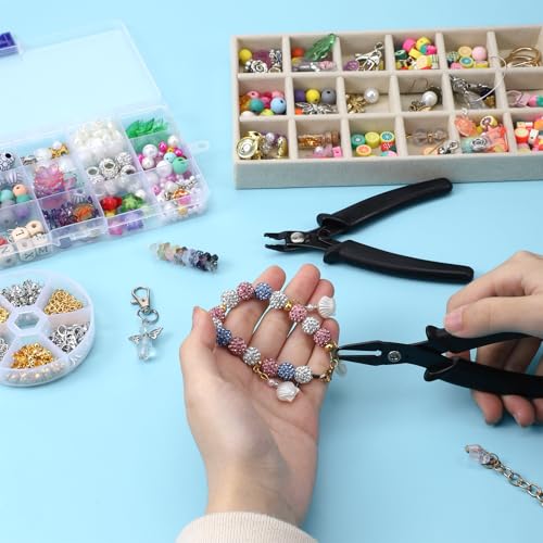 2 Pcs Jump Ring Pliers for Jewelry Making, Portable Jump Ring Opener Premium Metal Jumps Rings Open Plier for Making Jewelry Beading DIY Handmade Crafts Necklace Bracelet Repair Supplies, Black