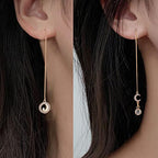 Beebeecraft 1 Box 10Pcs 18K Gold Plated Threader Earrings with 925 Sterling Silver Pins Pull Through Threaded Long Chain Drop Tassel with Loop 3.34inch for Jewelry Making - color: Golden, size: 85mm
