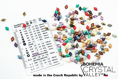160+ pcs DIAMONDUO glass two-hole beads rhombus gemduo, approx. 0.2 x 0.3 inches (5x8mm), 0.88oz = 25 g, Color Mix - color: DiamonDuo Mix