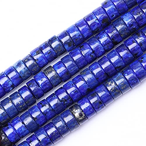 Natural Stone Heishi Beads for Necklace Making, 4 mm x 6 mm Small Flat Round Stone Loose Heishi Disc Gemstone Beads for Jewelry Making Craft Bracelet Earrings Necklace - Lapis Lazuli - color: Lapis Lazuli, size: 4mm X 6mm