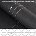 GTVOODX 10pcs Silver Adjustable Necklace Chain Stainless Steel Link Cable Chain Bulk with Needle Threader Lobster Clasps for Jewelry Making - color: Silver Cable