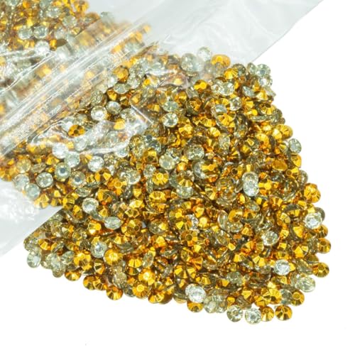 qiipii 14000PCS 2mm Small Golden Yellow Resin Rhinestones Bulk for Crafting SS6 Bright Gold Flatback Jelly Stones Diamonds Gems Jewels Charms for Nails Face Eyes Makeup Tumblers Crafts Shoes Clothes - color: Bright Gold, size: 2mm Small Wholesale Pack