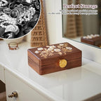 Travel Jewelry Case Small Wood Jewelry Organizer Jewelry Box for Women (Nut-Brown Print) - color: Nut-Brown Print