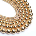 Song Xi 14K Gold Hematite Beads Round Loose Beads for Jewelry Making DIY Bracelets and Necklaces 10mm/38pcs - color: 14k gold, size: 10mm
