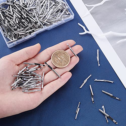 UNICRAFTALE About 400pcs Black & White Elastic Barbed Cord with Stainless Steel Findings Stretch Cord with Metal Ends Metal Barbs Barbed Fasteners for Binding Hanging Findings - size: 25mm