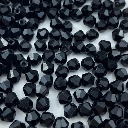 400pcs Bicone Crystal Beads 4mm Crystal Glass Faceted Beads for Necklace Bracelet Earrings DIY Jewelry Crafts Making Supplies(Black) - color: Black, size: 4mm