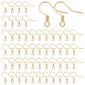 UNICRAFTALE 100Pcs Real 18K Gold Plated Earring Hooks Stainless Steel Ear Wire with Loops Earwire Hooks Fish Hooks Flat Earring Hooks with Coil for DIY Earring Jewelry Making - color: Gold, size: 15mm Long