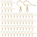 UNICRAFTALE 100Pcs Real 18K Gold Plated Earring Hooks Stainless Steel Ear Wire with Loops Earwire Hooks Fish Hooks Flat Earring Hooks with Coil for DIY Earring Jewelry Making - color: Gold, size: 15mm Long