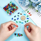 AHANDMAKER 100 Pcs Faceted Teardrop Glass Beads, 10 Colors Transparent Waterdrop Crystal Glass Beads Top Drilled Drop Spacer Beads for DIY Craft Jewelry Necklace Bracelet Earring Making, Hole: 1mm - color: 10 Colors Teardrop