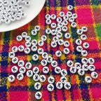 Amaney 100pcs K Letter Beads 7x4mm White Round Acrylic Black Alphabet for Bracelet Jewelry Making - color: K