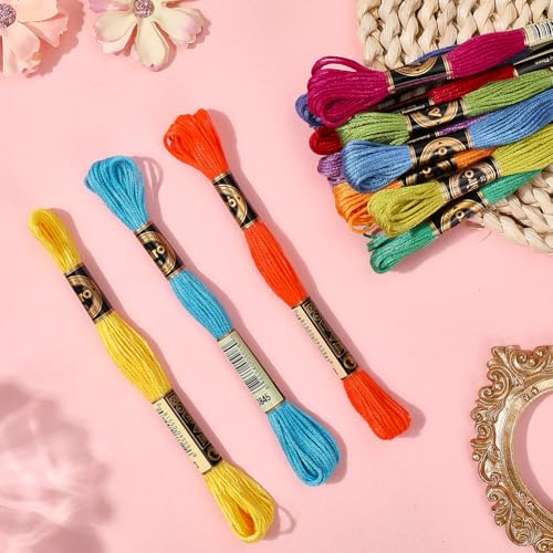 12 Skeins Colorful Embroidery Thread Variegated Floss 6 Strands Rainbow Cross Stitch Friendship Bracelet String Polyester Threads for Jewelry Making Sewing Bracelet Knit Stitching Crafts Diy - color: Colorful