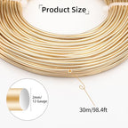 12 Gauge Aluminum Wire 100FT, 2mm Bendable Metal Anodized Aluminum Wire for Sculpting Jewelry Making Crafts Wreath Beading Floral(Tin Gold) - color: Tin Gold