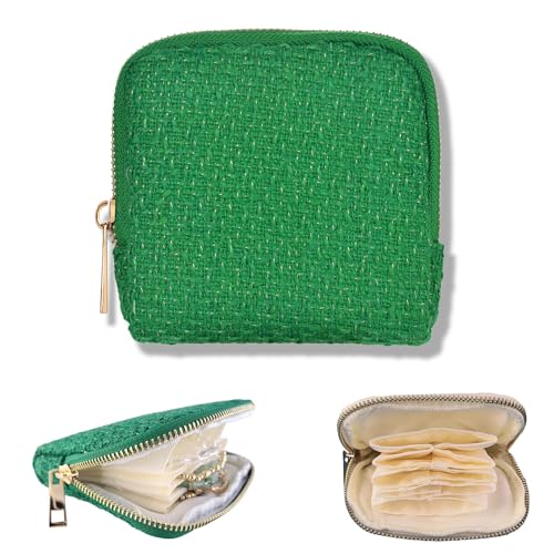 Small Travel Jewelry Case, Soft Velvet Organizer Pouch for Bangles, Bracelets, large Earrings, Beaded necklaces, Anti-Scratch & Portable Jewelry Bag Holder for Daily Use & Gift (Emerald Green) - color: Emerald Green