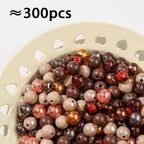 12mm Brown Acrylic Beads 300pcs Focal Spacer Bead Chunk Bubblegum Beads for DIY Crafting Necklace Bracelet Jewelry Making Keychain (Brown) - color: brown