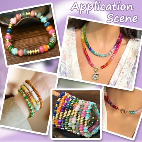 1 Box 2 Strands 148PCS 5X8MM Dark Purple Natural White Jade Dyed Beads with Hole Abacus Disk Gemstone Rondelle Stone Loose Spacer Charms Bead for Jewelry Making Bracelet DIY Craft Supply - color: Purple, size: 148pcs