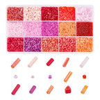 About 8218 Pcs Red Series Glass Bugle Seed Beads, Mixed Styles Long Tube Round Seed Beads Loose Spacer Bead Bulk for DIY Crafting Jewelry Making - color: Red Series