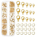 Tanstic 170Pcs Gold Lobster Claw Clasps with Open Jump Rings Kit, 10mm, 12mm, 14mm, 16mm, 18mm Alloy Small Jewelry Clasps Lobster Clasps and 6mm Jump Rings for DIY Jewelry Making - color: Gold Jewelry Clasps