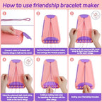 Friendship Bracelet Making Kit for Girls Ages 8-12, Kids Jewelry Making Kit with 28 Pre-Cut Threads and Letter Beads, Arts and Crafts for Kids, Birthday Easter Gifts for 6 7 8 9 10 11 12 Year Old - color: Pink/Purple