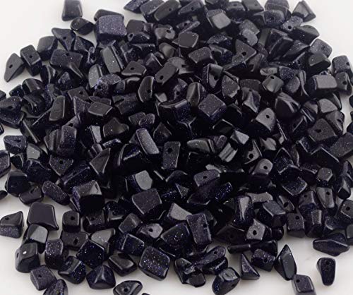 Natural Chip Stone Beads Blue Sandstone 5-8mm About 400 Pieces Irregular Gemstones Healing Crystal Loose Rocks Bead Hole Drilled DIY for Bracelet Jewelry Making Crafting (5-8mm, Blue Sandstone) - color: Blue Sandstone