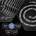 Monily Figaro Chain Necklace Stainless Steel 24K Gold Plated Chains for Men Women Jewelry Gift - color: stainless steel, size: 28 Inches