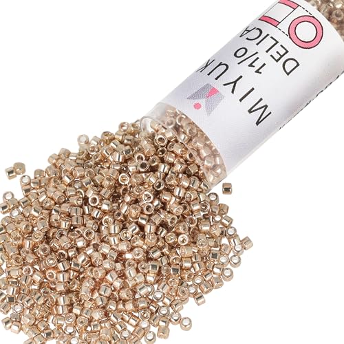 Miyuki Delica Seed Beads – Size 11/0 (1.6 mm), DB0433, Galvanized Champagne, 7.2 g, Approx. 1440 Beads, Made in Japan - color: DB0433 - Galvanized Champagne