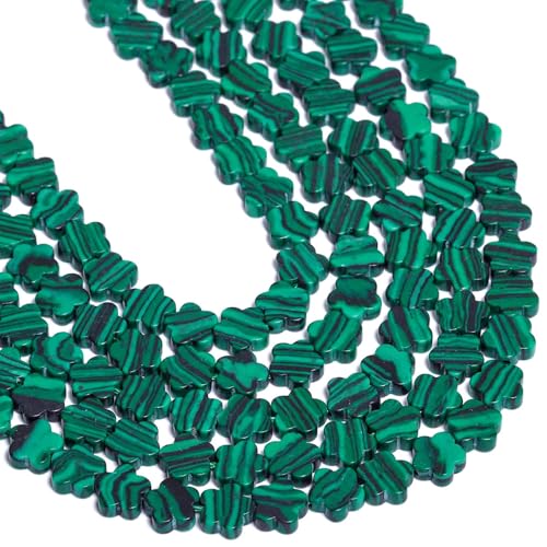 Songxi 60pcs 6mm Green Peacock Plum Blossom Natural Stone Beads for Jewelry Making, Smooth Loose Flower Shape Gemstone Beads for Bracelets Necklace Earrings Making Supplies ﻿ - color: Green Peacock
